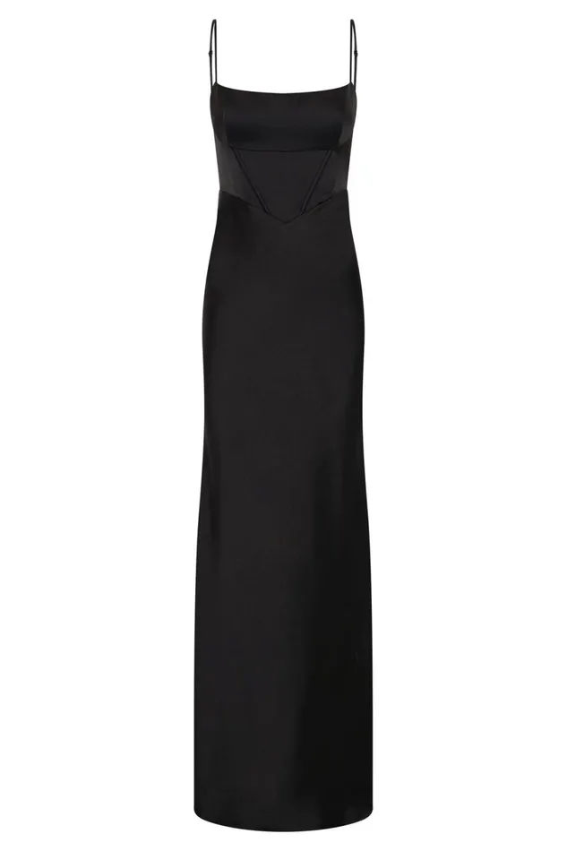 Meshki Wedding Guests Women Desirie Corset Maxi Dress 8211 Black Black
