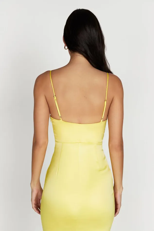 Meshki Wedding Guests Women Desirie Corset Maxi Dress 8211 Lemon Lemon