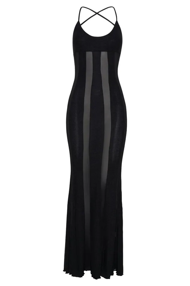 Meshki Wedding Guests Women Dominique Panelled Maxi Dress 8211 Black Black