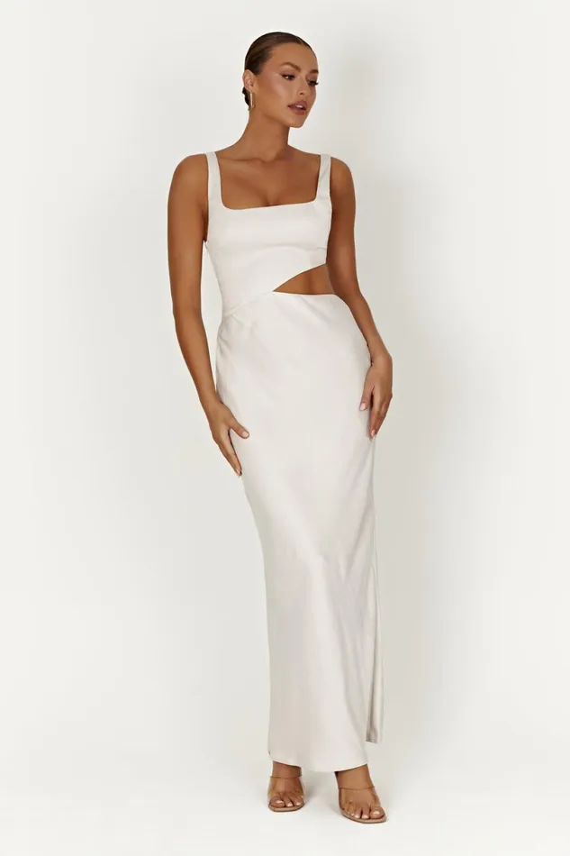Meshki Wedding Guests Women Gianna Maxi Dress 8211 Silver Silver