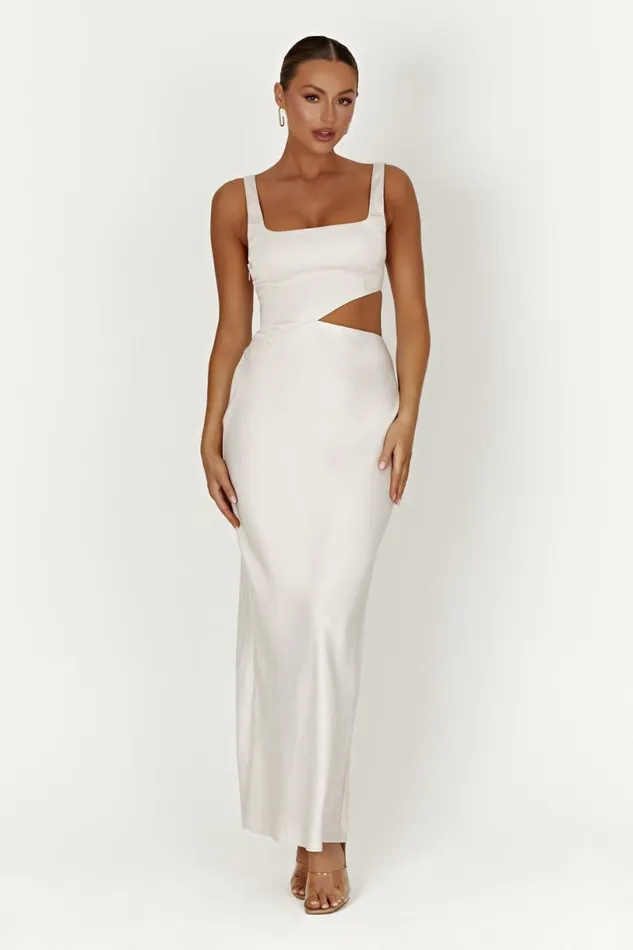 Meshki Wedding Guests Women Gianna Maxi Dress 8211 Silver Silver