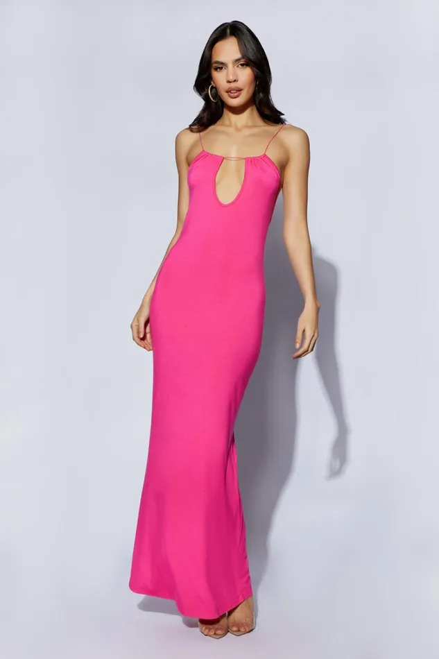 Meshki Wedding Guests Women Kirsty Strappy Circle Cutout Maxi Dress Fuchsia Fuchsia Meshki Wedding Guests Women Kirsty Strappy Circle Cutout Maxi Dress Fuchsia Fuchsia