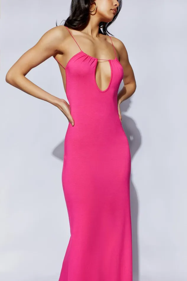 Meshki Wedding Guests Women Kirsty Strappy Circle Cutout Maxi Dress Fuchsia Fuchsia Meshki Wedding Guests Women Kirsty Strappy Circle Cutout Maxi Dress Fuchsia Fuchsia
