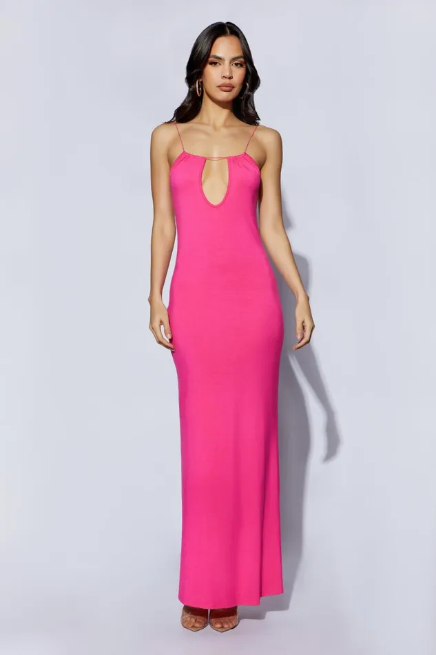 Meshki Wedding Guests Women Kirsty Strappy Circle Cutout Maxi Dress Fuchsia Fuchsia Meshki Wedding Guests Women Kirsty Strappy Circle Cutout Maxi Dress Fuchsia Fuchsia