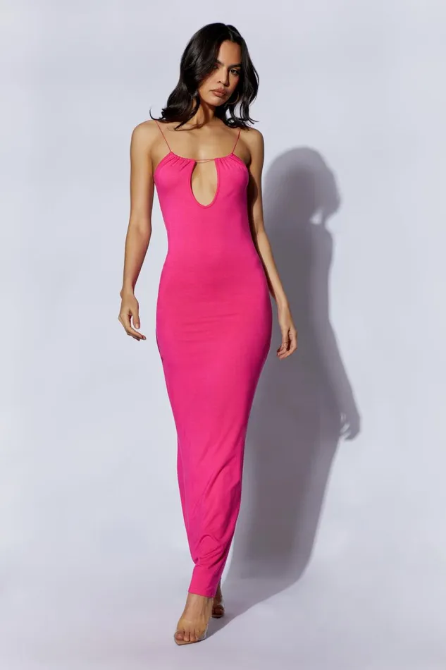 Meshki Wedding Guests Women Kirsty Strappy Circle Cutout Maxi Dress Fuchsia Fuchsia Meshki Wedding Guests Women Kirsty Strappy Circle Cutout Maxi Dress Fuchsia Fuchsia