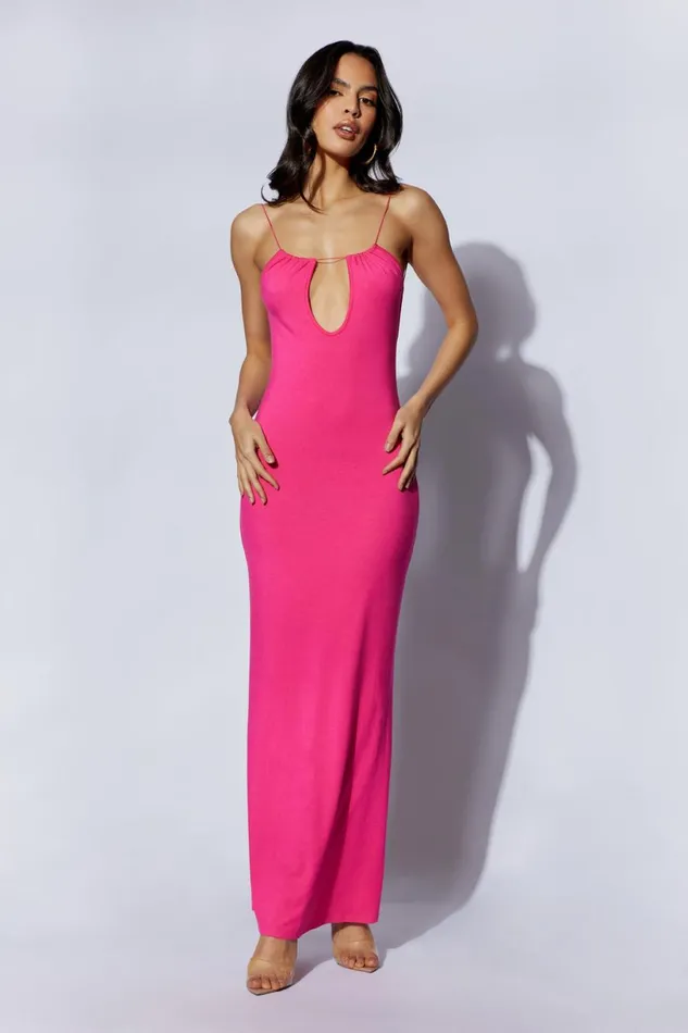 Meshki Wedding Guests Women Kirsty Strappy Circle Cutout Maxi Dress Fuchsia Fuchsia Meshki Wedding Guests Women Kirsty Strappy Circle Cutout Maxi Dress Fuchsia Fuchsia
