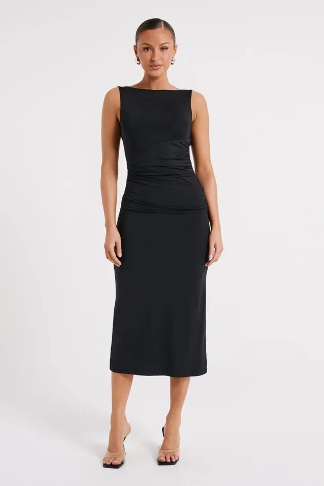 Meshki Wedding Guests Women Rosita Recycled Nylon Backless Midi Dress 8211 Black Black Meshki Wedding Guests Women Rosita Recycled Nylon Backless Midi Dress 8211 Black Black