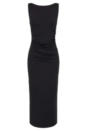 Meshki Wedding Guests Women Rosita Recycled Nylon Backless Midi Dress 8211 Black Black