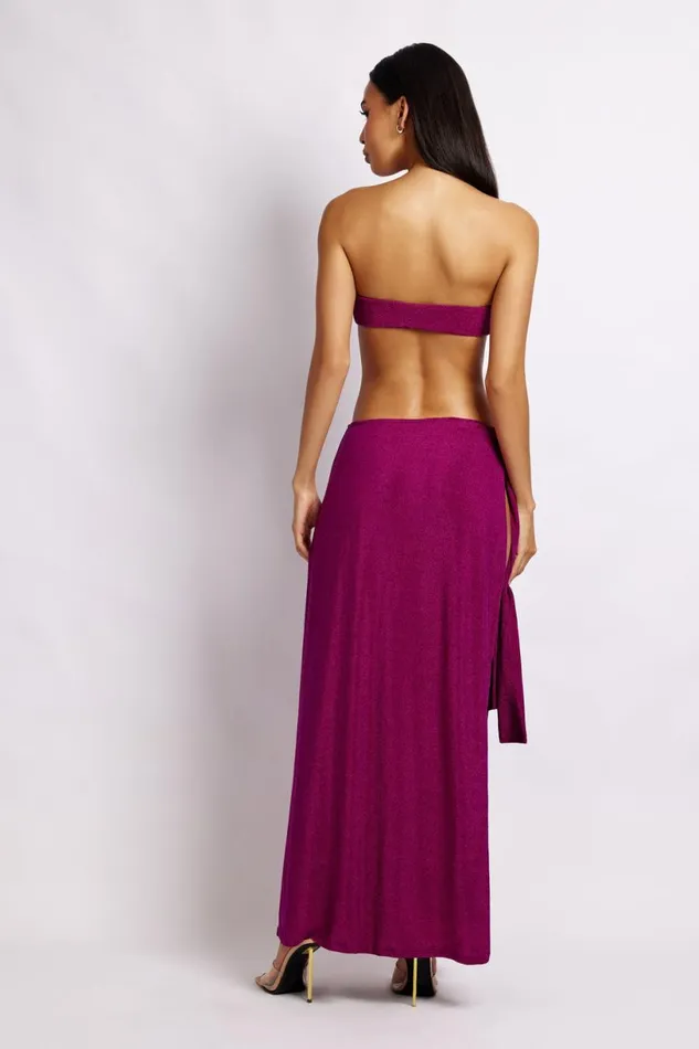 Meshki Wedding Guests Women Sierra Strapless Shimmer Dress 8211 Violet Shimmer Violetshimmer