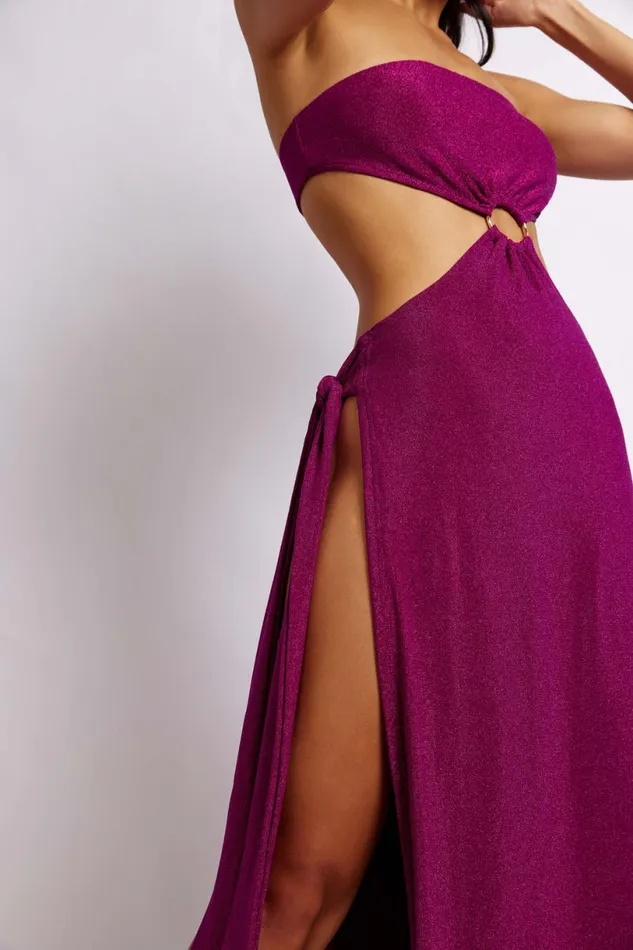 Meshki Wedding Guests Women Sierra Strapless Shimmer Dress 8211 Violet Shimmer Violetshimmer