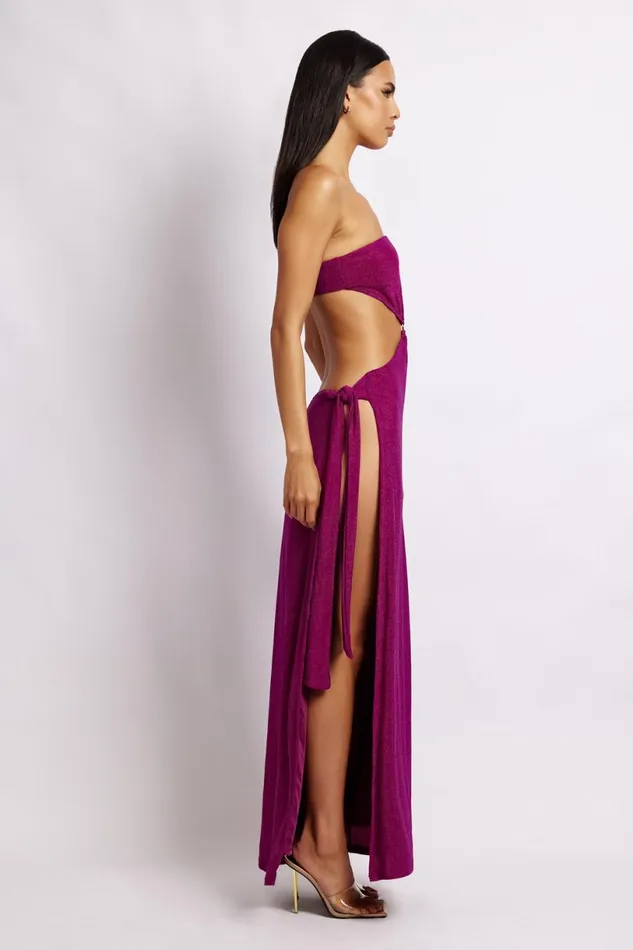 Meshki Wedding Guests Women Sierra Strapless Shimmer Dress 8211 Violet Shimmer Violetshimmer