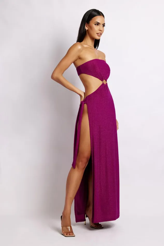 Meshki Wedding Guests Women Sierra Strapless Shimmer Dress 8211 Violet Shimmer Violetshimmer