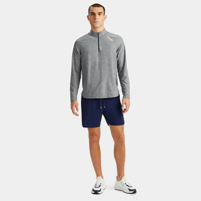 Mid Layers Men GFORE STRETCH TECH QUARTER ZIP LONG SLEEVE PULLOVER Heather Grey