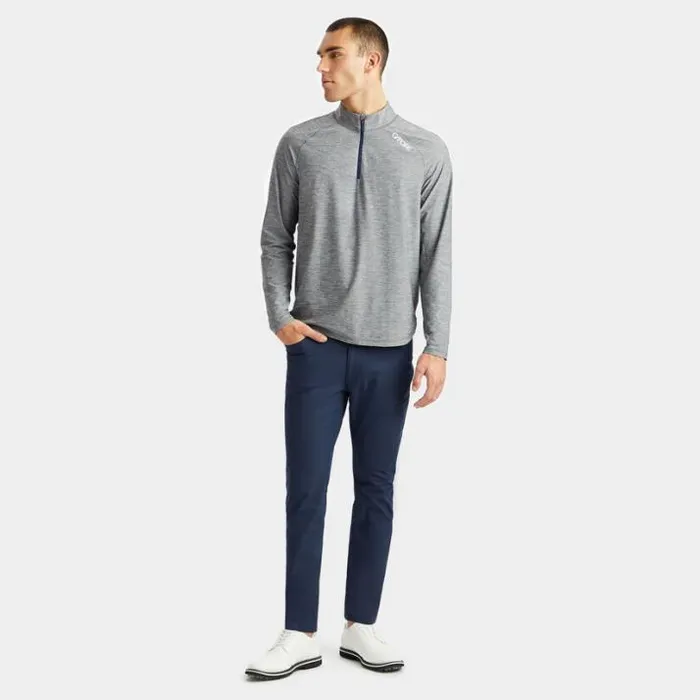 Mid Layers Men GFORE STRETCH TECH QUARTER ZIP LONG SLEEVE PULLOVER Heather Grey
