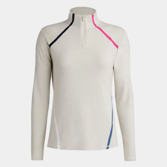 Mid Layers Women GFORE COLOUR BLOCK LUXE STAPLE QUARTER ZIP PULLOVER Stone Heather Mid Layers Women GFORE COLOUR BLOCK LUXE STAPLE QUARTER ZIP PULLOVER Stone Heather