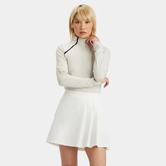Mid Layers Women GFORE COLOUR BLOCK LUXE STAPLE QUARTER ZIP PULLOVER Stone Heather