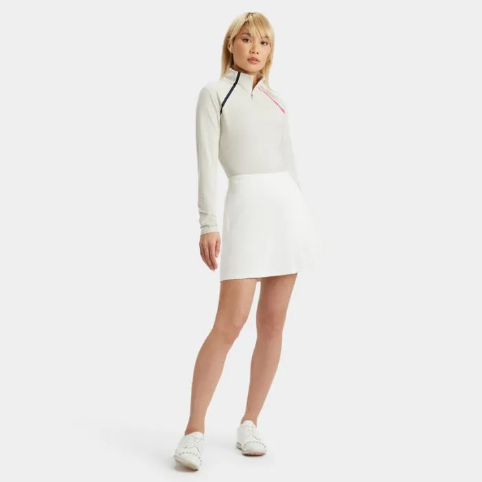Mid Layers Women GFORE COLOUR BLOCK LUXE STAPLE QUARTER ZIP PULLOVER Stone Heather