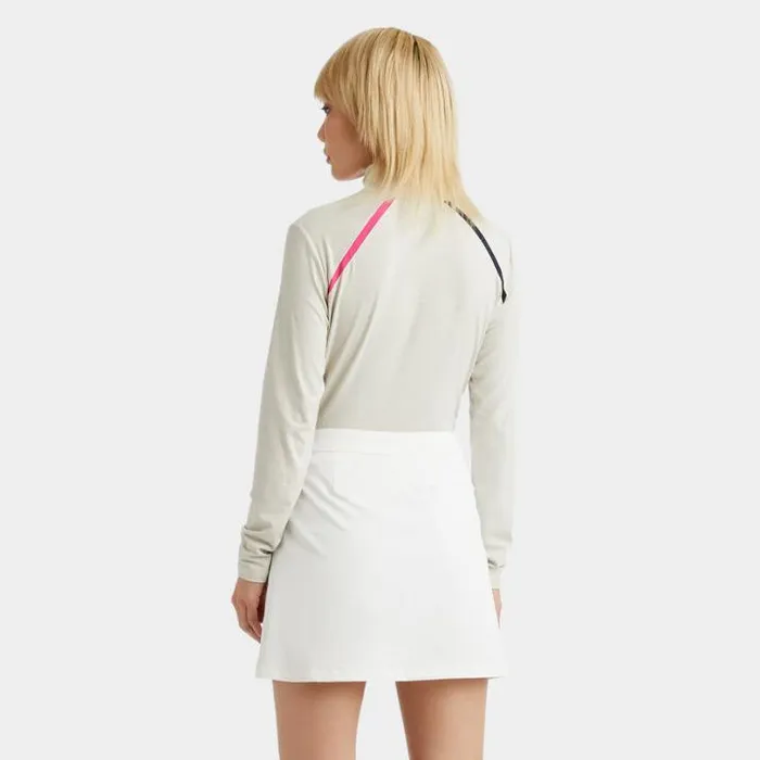 Mid Layers Women GFORE COLOUR BLOCK LUXE STAPLE QUARTER ZIP PULLOVER Stone Heather