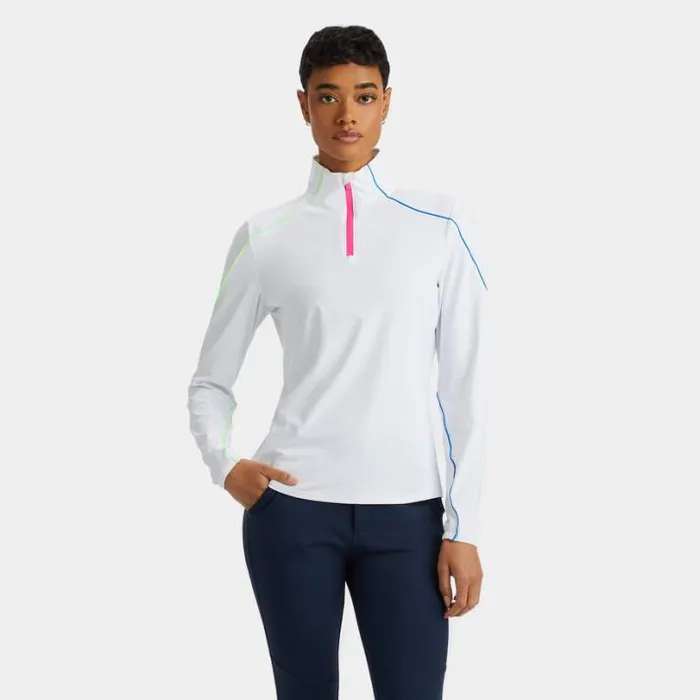 Mid Layers Women GFORE COLOUR BLOCK SUN SHIELD SILKY TECH NYLON QUARTER ZIP LAYER Snow