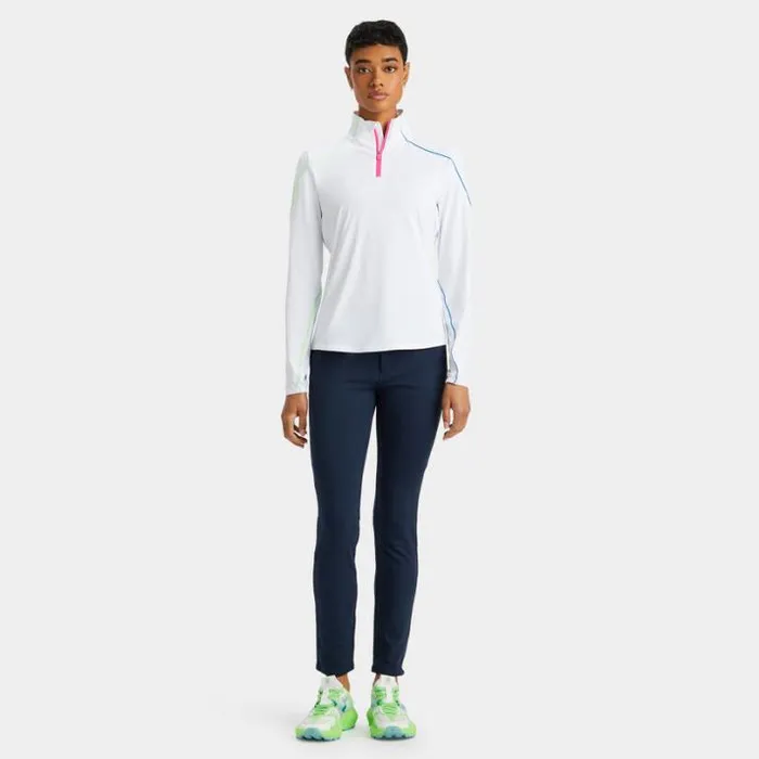 Mid Layers Women GFORE COLOUR BLOCK SUN SHIELD SILKY TECH NYLON QUARTER ZIP LAYER Snow
