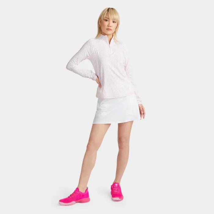 Mid Layers Women GFORE DISTORTED CHECK SILKY TECH NYLON RUCHED QUARTER ZIP PULLOVER Cameo