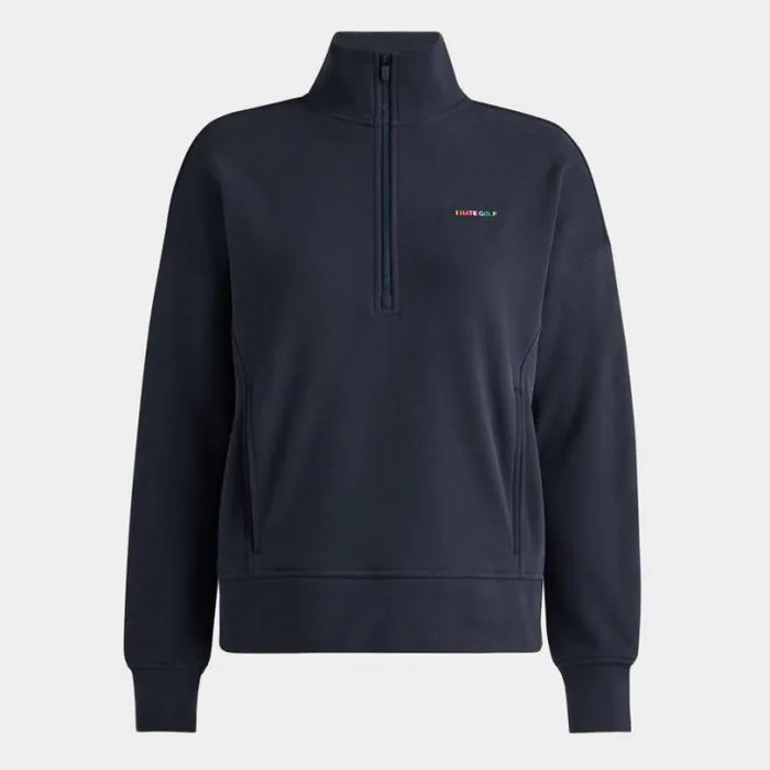 Mid Layers Women GFORE I HATE GOLF FRENCH TERRY QUARTER ZIP BOXY PULLOVER Twilight Mid Layers Women GFORE I HATE GOLF FRENCH TERRY QUARTER ZIP BOXY PULLOVER Twilight