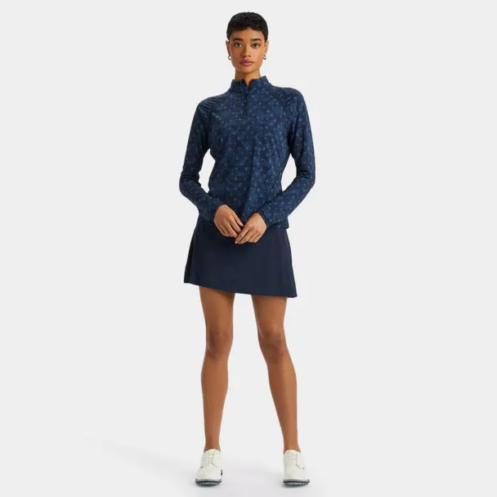 Mid Layers Women GFORE ICON CAMO SILKY TECH NYLON RUCHED QUARTER ZIP PULLOVER Twilight