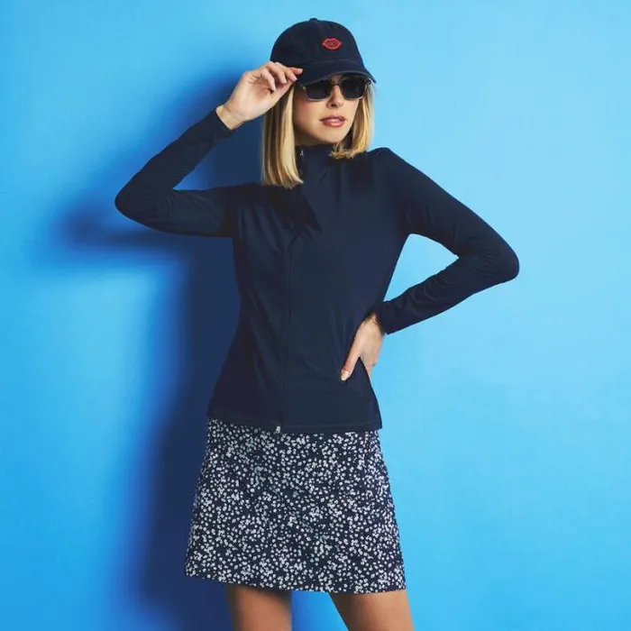 Mid Layers Women GFORE SILKY TECH NYLON RUCHED FULL ZIP LAYER Twilight