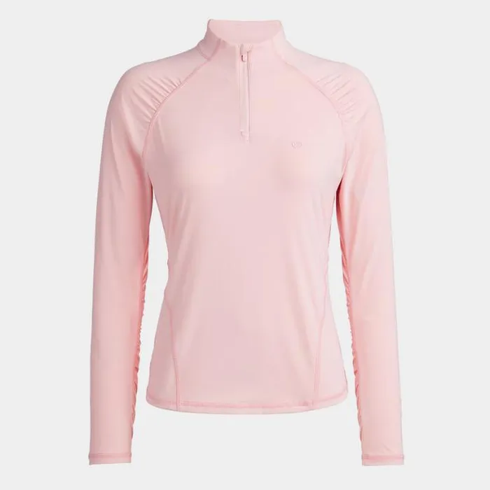 Mid Layers Women GFORE SILKY TECH NYLON RUCHED QUARTER ZIP PULLOVER Trifle