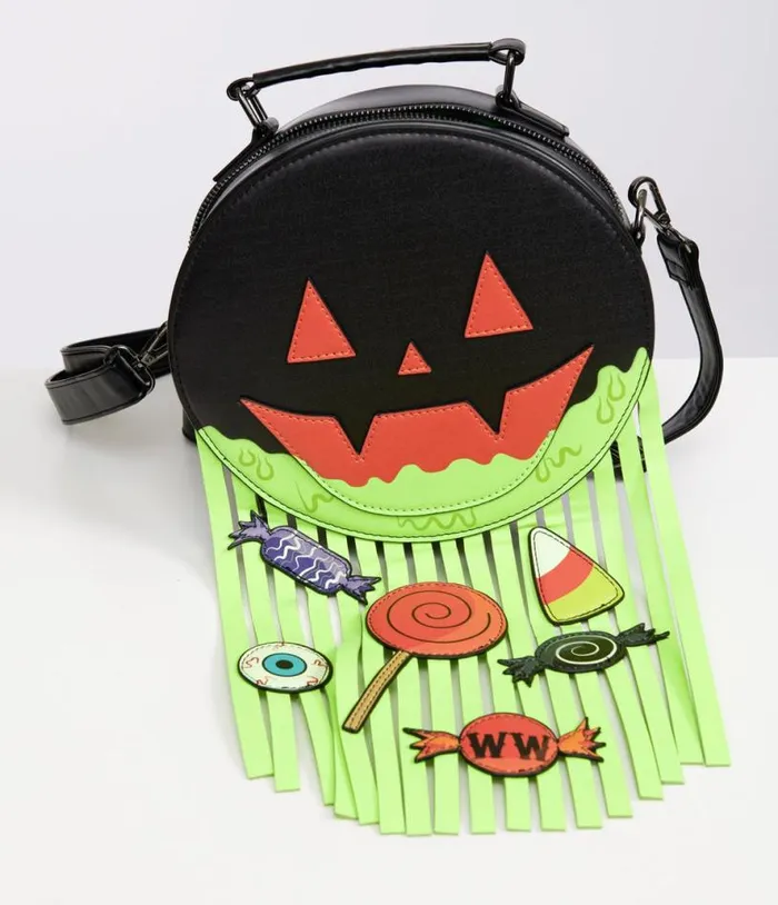 Mini Pumpkin Neon Green Barf Bag AccessoriesHalloween Unique Vintage Accessories