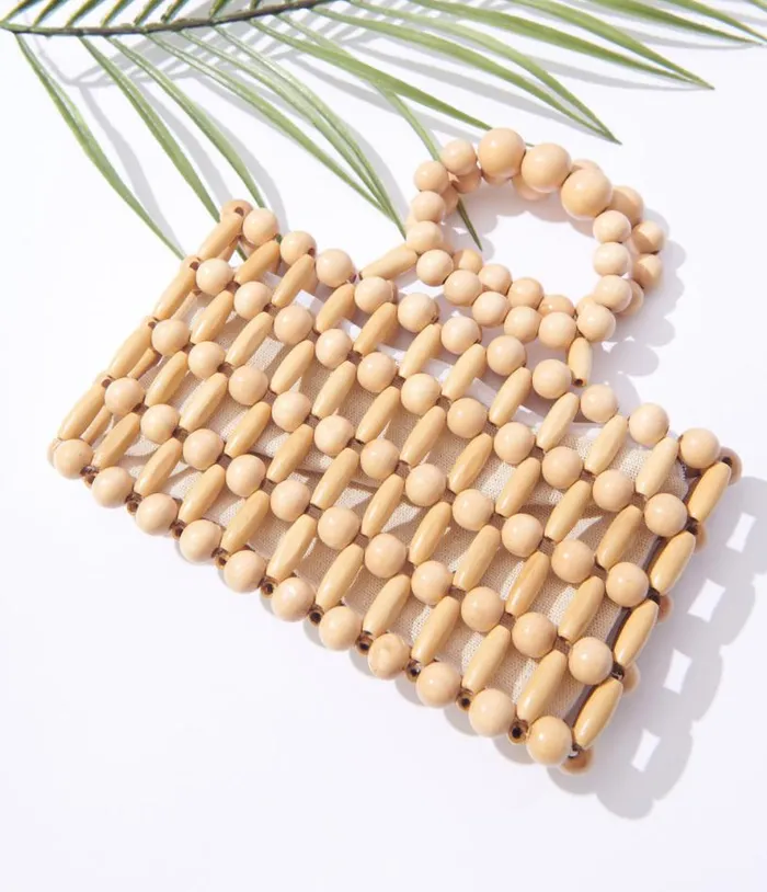 Mini Wood Beaded Handbag Accessories Unique Vintage Novelty Bags