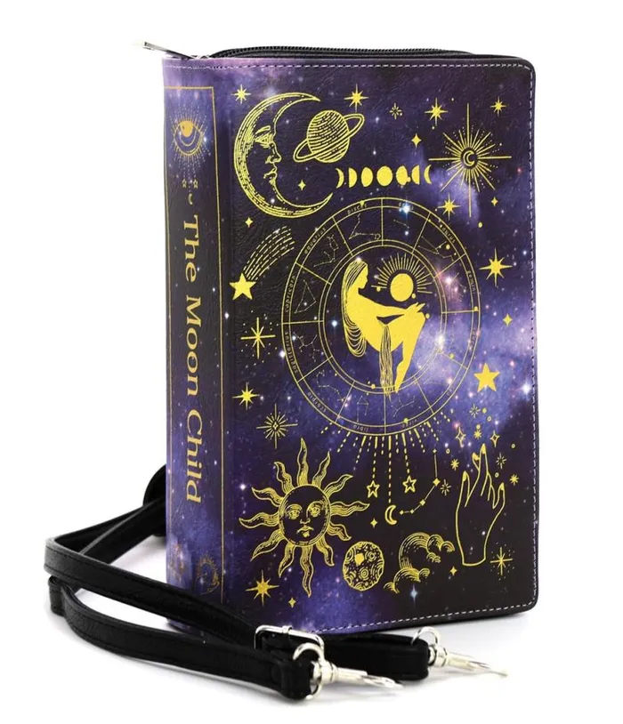 Moon Child Leatherette Book Clutch Bag AccessoriesHalloween Unique Vintage Accessories