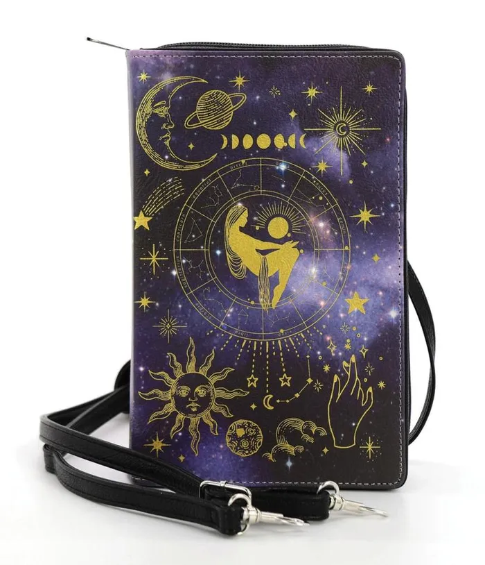 Moon Child Leatherette Book Clutch Bag AccessoriesHalloween Unique Vintage Accessories