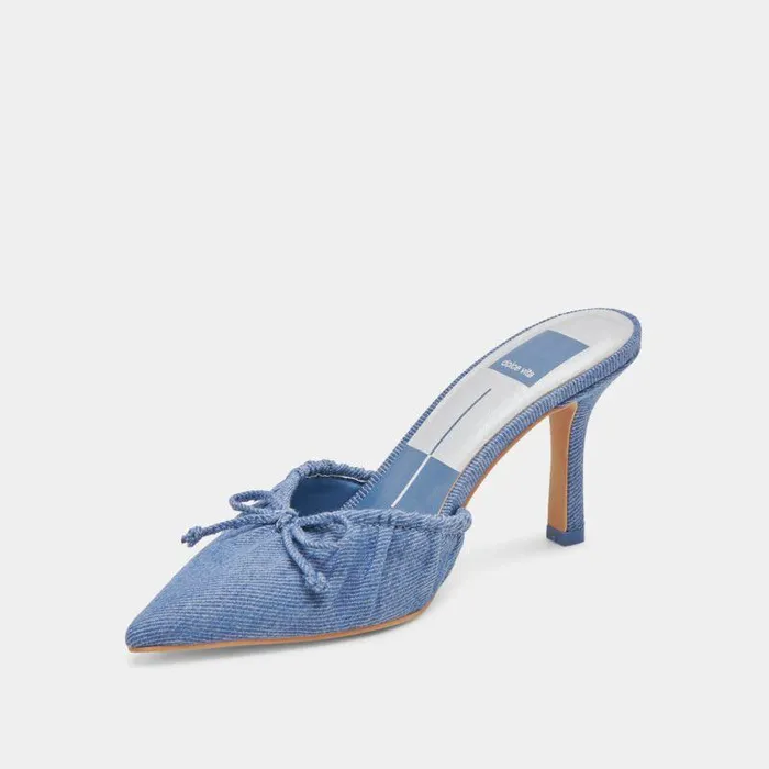 Mules and Clogs Shop Dolce Vita Kairi Heels Blue Denim Blue Denim