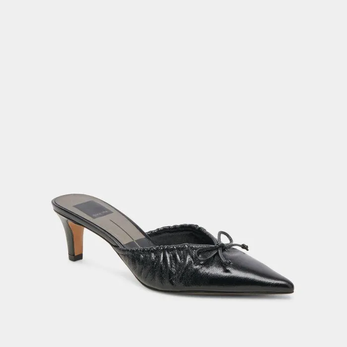 Mules and Clogs Shop Dolce Vita Kairi Mid Heels Midnight Crinkle Patent Midnight Crinkle Patent