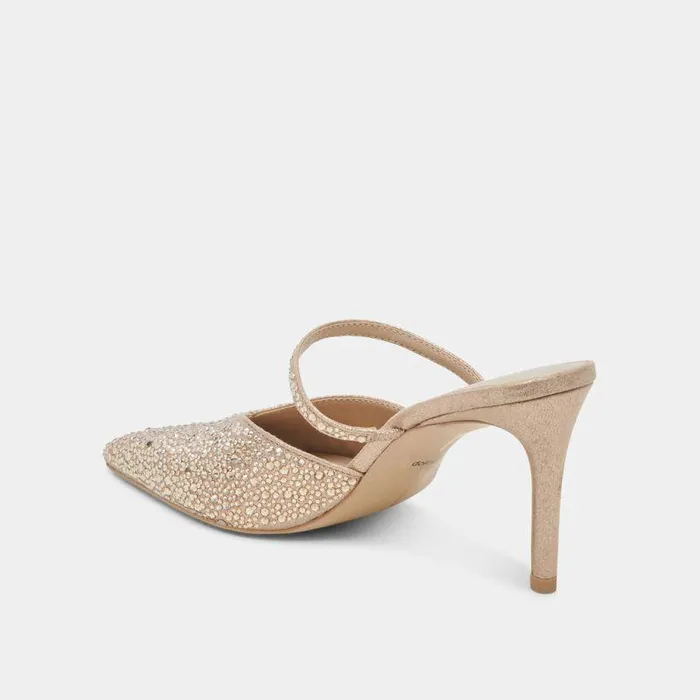 Mules and Clogs Shop Dolce Vita Kanika Crystal Heels Light Gold Fabric Light Gold Fabric