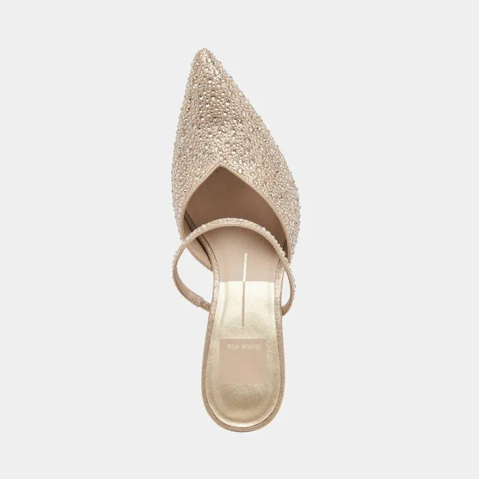 Mules and Clogs Shop Dolce Vita Kanika Crystal Heels Light Gold Fabric Light Gold Fabric