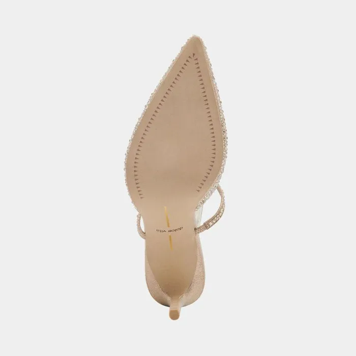 Mules and Clogs Shop Dolce Vita Kanika Crystal Heels Light Gold Fabric Light Gold Fabric