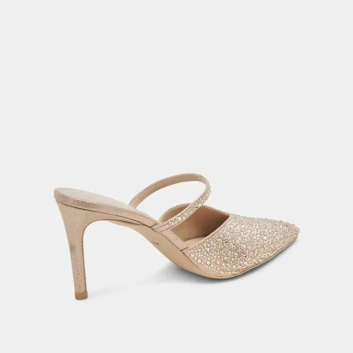 Mules and Clogs Shop Dolce Vita Kanika Crystal Heels Light Gold Fabric Light Gold Fabric