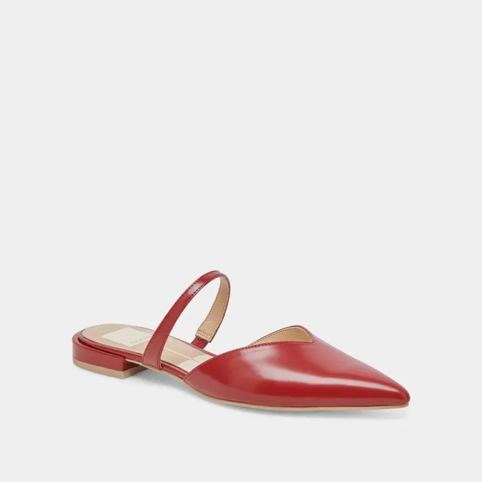 Mules and Clogs Shop Dolce Vita Kanika Flats Red Crinkle Patent Red Crinkle Patent