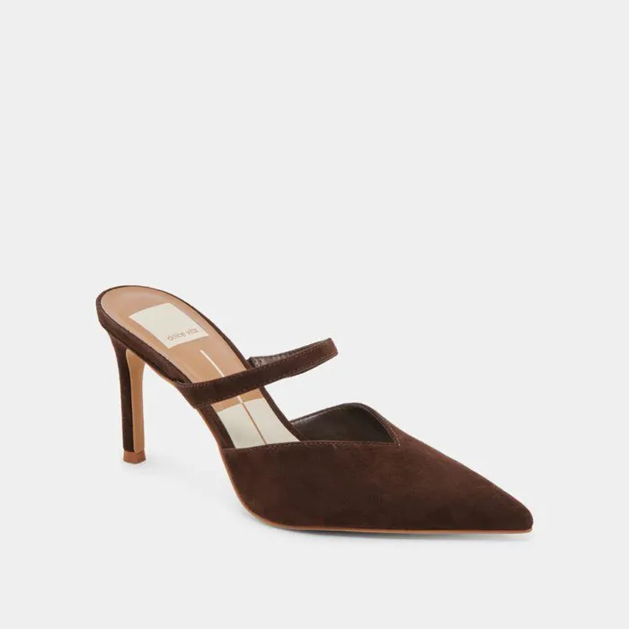 Mules and Clogs Shop Dolce Vita Kanika Heels Dk Brown Suede Dk Brown Suede