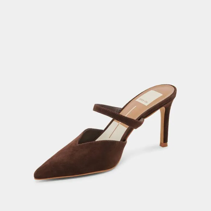 Mules and Clogs Shop Dolce Vita Kanika Heels Dk Brown Suede Dk Brown Suede