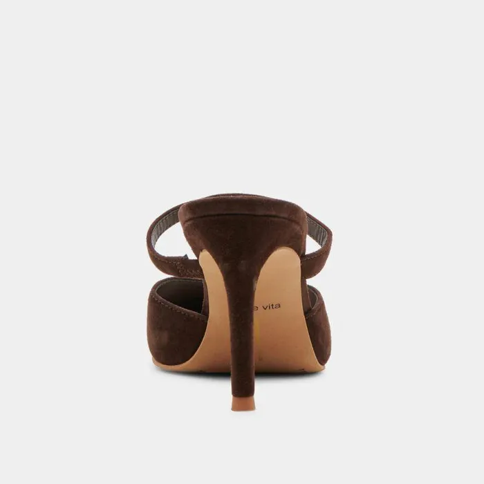 Mules and Clogs Shop Dolce Vita Kanika Heels Dk Brown Suede Dk Brown Suede