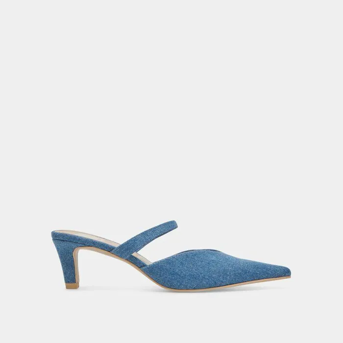 Mules and Clogs Shop Dolce Vita Kanika Mid Heels Blue Denim Blue Denim