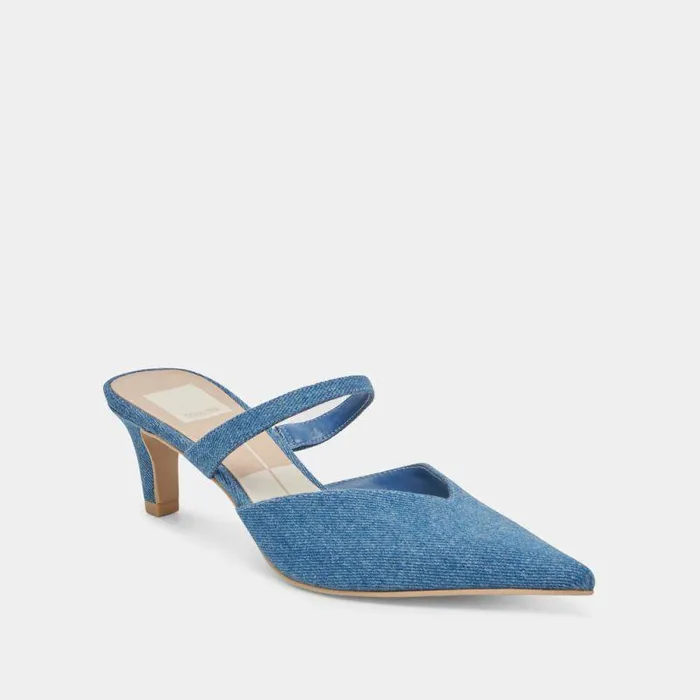 Mules and Clogs Shop Dolce Vita Kanika Mid Heels Blue Denim Blue Denim