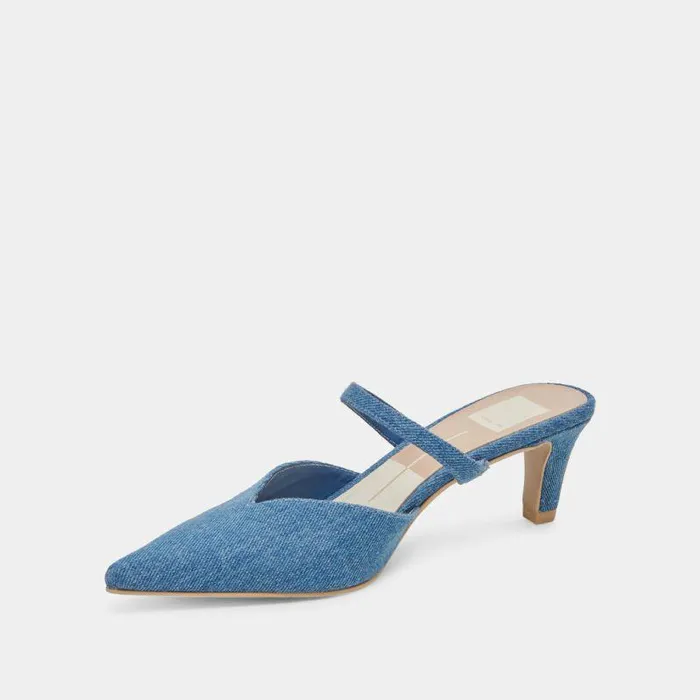 Mules and Clogs Shop Dolce Vita Kanika Mid Heels Blue Denim Blue Denim