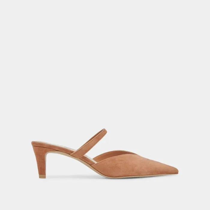 Mules and Clogs Shop Dolce Vita Kanika Mid Heels Brown Suede Brown Suede