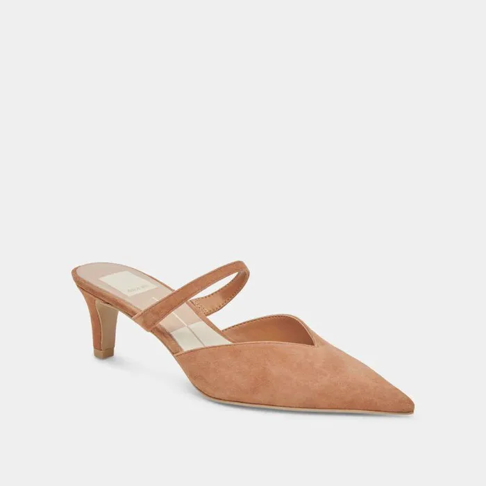 Mules and Clogs Shop Dolce Vita Kanika Mid Heels Brown Suede Brown Suede