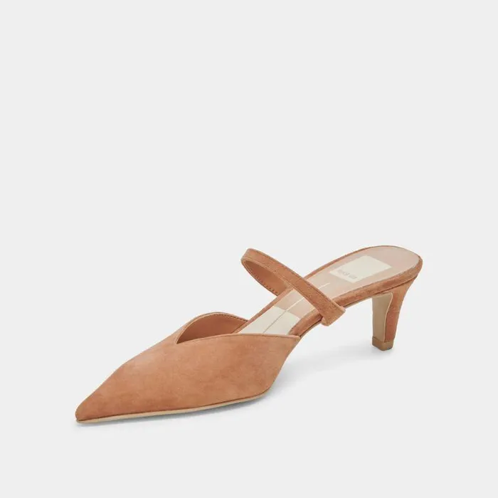 Mules and Clogs Shop Dolce Vita Kanika Mid Heels Brown Suede Brown Suede