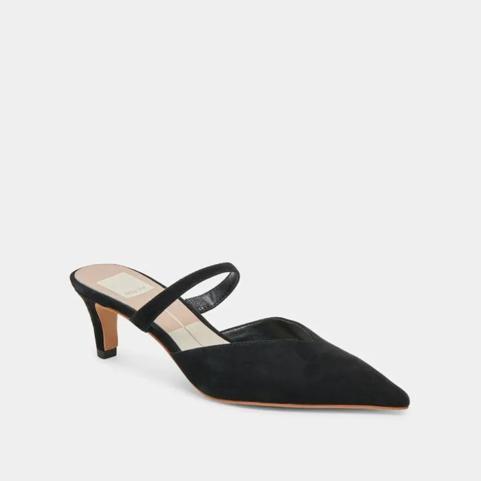 Mules and Clogs Shop Dolce Vita Kanika Mid Heels Onyx Suede Onyx Suede